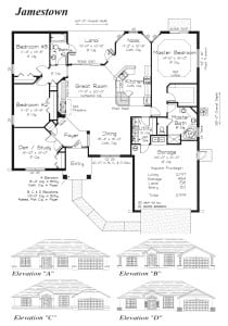 Jamestown - Floor Plan - Curington Homes - Ocala Florida Contractor