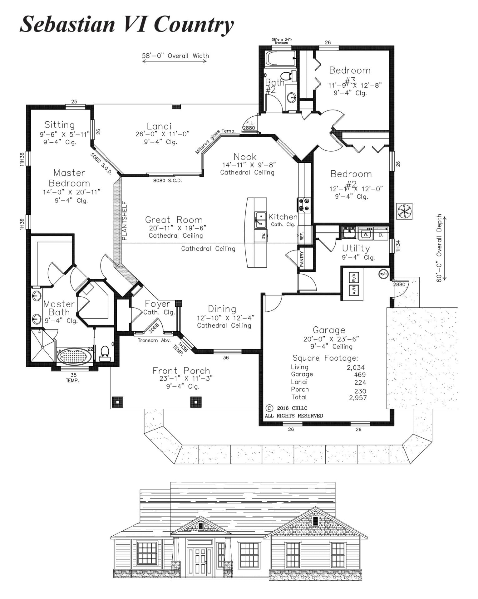 Sebastion VI Country - Floor Plan - Curington Homes - Ocala Florida Contractor