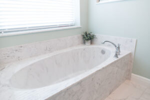 Farmhouse Bathroom with Freestanding Soaking Tub