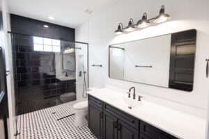 Modern Farmhouse Bathroom with Black Tile | Custom Home Florida